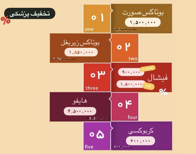 لیست قیمت خدمات پزشکی -کلینیک لیزا تهران